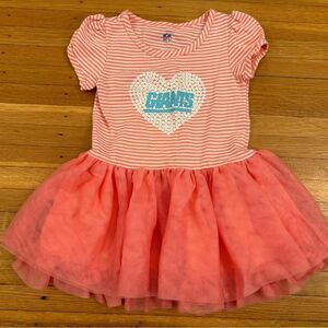 New York Giants pink/white stripe short sleeve tutu dress